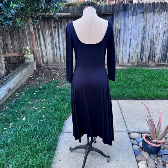 Lulus Smooth Talker Black Three-Quarter Sleeve Midi Dress Size Large - Picture 5 of 10